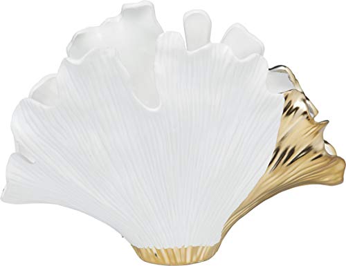 Kare Design Vase Gingko Elegance White/Gold Decorative Vase Flower Vase Stoneware Hallway Dining Room 32 x 45 x 15 cm