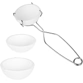 QWORK Ceramic Crucible Bowl, 4 Pcs Quartz Melting Dishes Pot for Melting Casting Refining Gold Silver Brass Alloy, 100g