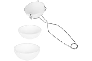 YIEPET 4 Pieces Small Melting Ceramic Crucible Bowl Dish Cup Set Melting Gold Silver Copper with Whip Tongs Handle 2A