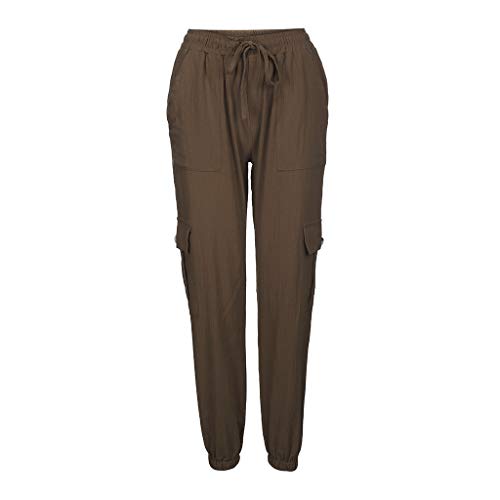 CCatyam Plus Size Pants for Women, Trouser High Waist Legging Solid Sexy Loose Casual Fashion Brown - Thumbnail 3