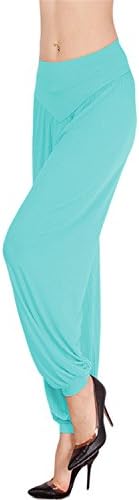 Mistere Hot Sale Women Long Pants Harem Youga Modal Dancing Trouses Wide Belly Dance Comfy Boho Pants 16colors Light Blue XXL