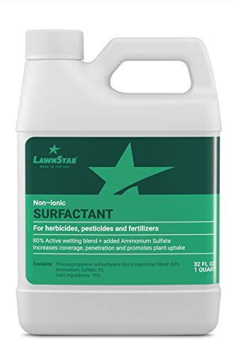 LawnStar Non-Ionic Surfactant + 5% AMS for Herbicides, Pre-Emergents & Fertilizers (32 OZ) - Increase Coverage, Penetration, Prevent Rolloff and Maximize Product Performance - American Made
