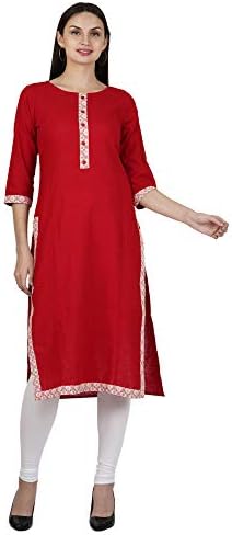JAIPUR ATTIRE Women's Cotton Slub Straight Kurta