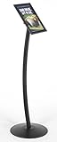 Displays2go Floor-Standing Sign Holder with Snap-Open Frame for 8.5 x 11 Inches Graphics - Powder Coated Black Aluminum (00810878021782)