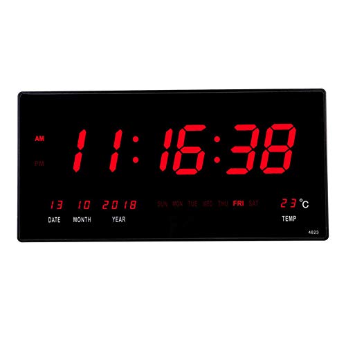 18.5 Inch Oversized LED Digital Wall Clock/Calendar Large Display with
