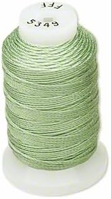 Simply Silk Beading Thick Thread Cord Size FFF (0.016 Inch 0.42mm) Spool 92 Yards Compatible with Kumihimo Super Lon (Med Green)