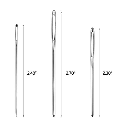 MENOLY 18 Pcs Large Eye Blunt Needles, Stainless Steel Yarn Knitting Needles Sewing Needles Darning Needles 3 Size with Storage Bottle