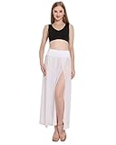 JAKY Womens Sheer Sarong Side Slit Beach Skirt Swimsuit Cover Ups Swimwear(White M)