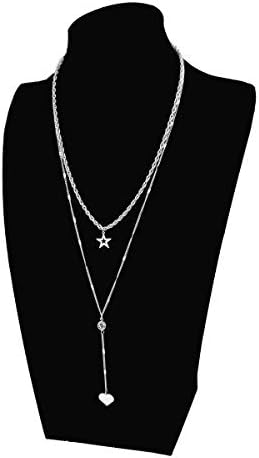 Bonayabo Delicate Gold Choker Necklace for Women Multilayer Pendant Necklace Layered Pendant Chain Long Y Chain