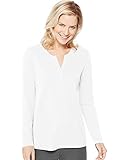Hanes Women's Lightweight Split Neck Tunic, White, Medium