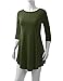 AMORE ALLFY Women's 3/4 Sleeve Round Neck Flare Hem Tunic Olive XXX-Large