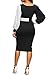 LAVENCHY Womens Vogue Long Lantern Sleeve Waist Belt Sexy Party Wedding Bodycon Skirt Dress For Women Black,L