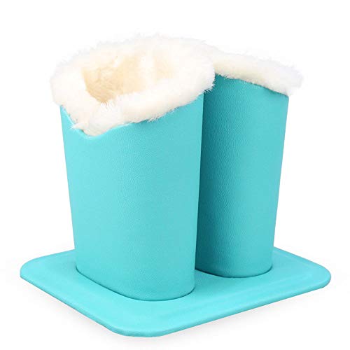 Tofun Eyeglasses Holder Stand Case,Light Blue PU Leather Plush Lined Protective Glasses Case for Desks Or Nightstands