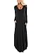 luvamia Women's Casual Maxi V Neck Y Straps Long Sleeves Pockets Curve Hem Dress