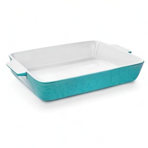 Krokori Ceramic Baking Dish, Casserole Dish for Oven, Lasagna Pan Deep, 9x13 Baking Pan with Handles, Porcelain Bakeware for Lasagna, Baking, Cooking, Kitchen, Daily Use, Wedding Gift (Aquamarine)