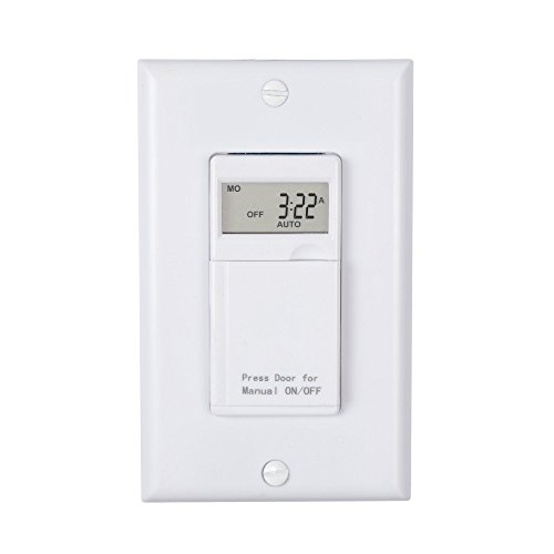 Century 7 Day Programmable In-Wall Timer Switch for Lights, fans and Motors, Single Pole and 3 Way (Compatible with SPDT) Both Use, Neutral Wire Required, White (No Backlight)