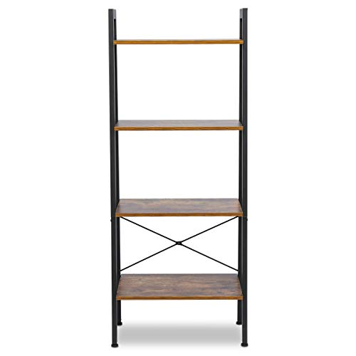 KINGSO Industrial Ladder Shelf 4Tier Shelves Vintage Rustic Storage