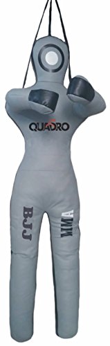 QUADRO-MMA Martial Arts Grappling Dummy Jiu Jitsu Punching Bag with Hanging Strap Gray - 70 inches - Thumbnail 2