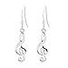 Silverly Musical Note Dangle Earrings - Music Drop Earrings With Treble Clef - 925 Sterling Silver Jewelry for Women - French Hook Back - Girls Ladies Earrings