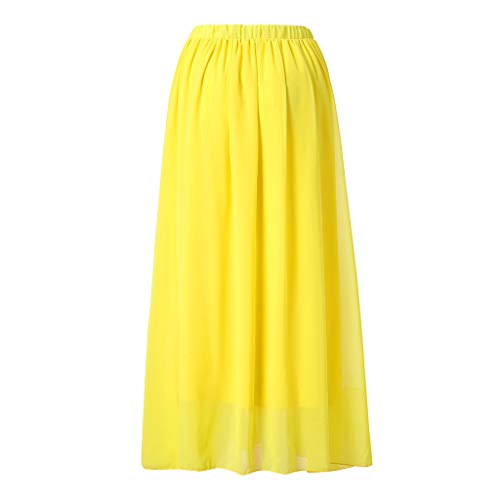 Nevera Women Long Maxi Puffy Tulle Skirt Floor Length A Line with High Waisted for Wedding Party Evening Yellow