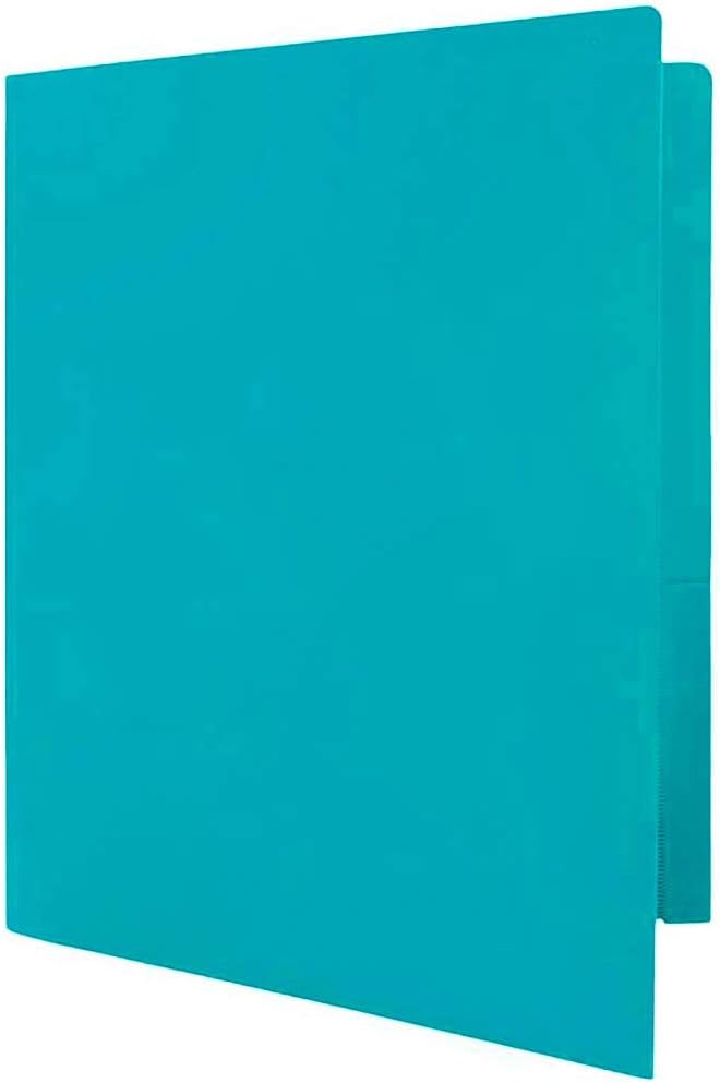 JAM PAPER Heavy Duty Plastic 2 Pocket School Folders - Teal Blue - 6/Pack : Office Products