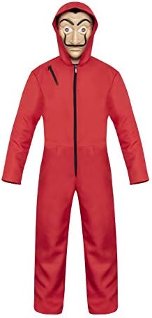 La Casa De Papel Paper Costume with Latex Salvador Dali Mask Unisex The Money House Red Costume Coverall Jumpsuits