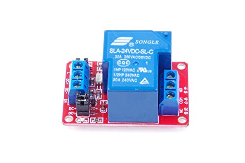 LIVISN DC 24V 30A 1-Channel Relay Module High Low Level Trigger with Optocoupler Isolation Load DC 30V AC 250V 30A for PLC Automation Equipment Control, Industrial Control RED (24V, Red 1-CH)