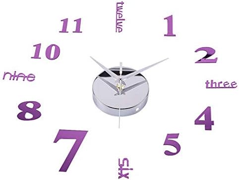 Lyperkin Large Number Wall Clock, Creative Acrylic Modern DIY Wall Clock 3D Mirror Surface Sticker Home Decor,Modern Style Good Living Room & Office Battery & Cafe Operated(20")
