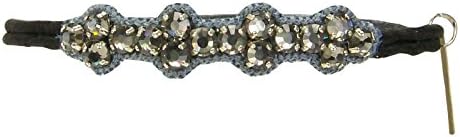 Deepa Gurnani Pony Tail Holder in Gunmetal Crystal &amp; Blue Embroidery