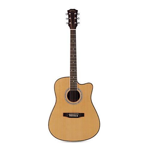 Acoustic Guitar Full Size 41-inch Spruce Cutaway Guitar Beginner Starter Students Kids Bundle with Gig Bag, Stand, Tuner, Picks, Strap