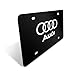 Audi Logo Black Stainless Steel Front License Plate with Screw Caps Cover Set Suit，Applicable to US Standard car License Frame. (Audi)