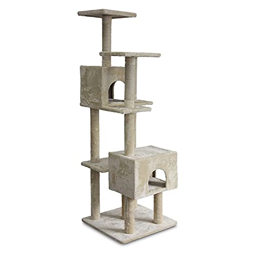 Amazon Basics Large Cat Condo Tree Tower with Dual Caves And Scratching