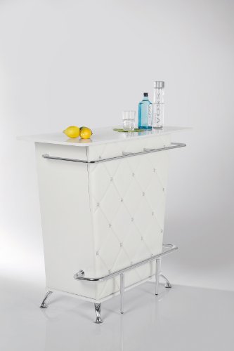 Kare Design Bar Lady Rock White, extravaganter Bartisch, Bartresen mit aufwendiger Rautensteppung, Bartheke mit viel… – Bild 4