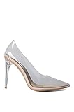 Azalea Wang Transparent Clear Cinderella See Through Pointed Toe Sexy High Heel Pumps Wedding Dress Shoes-NUDE_8