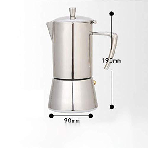 YAeele 300ML 6-Cup Edelstahl Stovetop Moka Espressomaschine Espressokocher Moka Pot Breite Bottom Home Hand Kaffee-Tee… – Bild 4