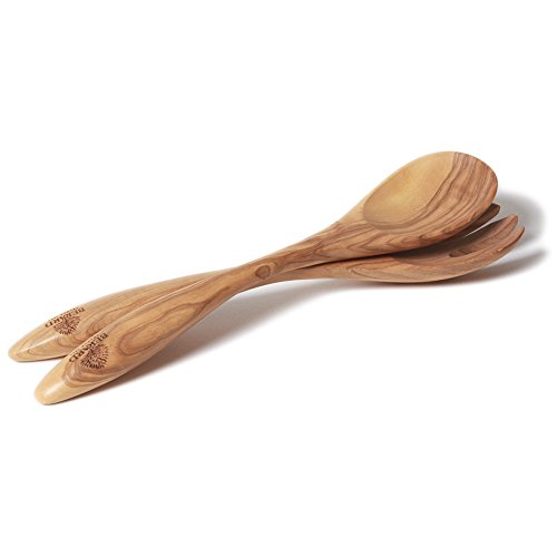 Berard Olive Wood 12-Inch Handcrafted Suisse Server Set, Terra Collection