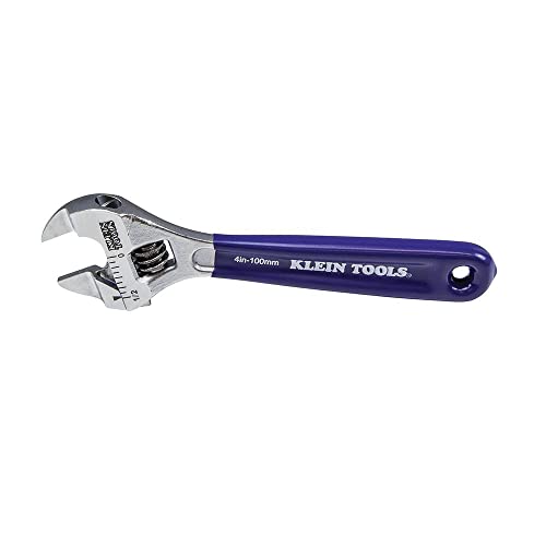 Klein Tools D86932 Verstellbarer Schraubenschluessel, geschmiedet mit schlanker Backe und einem hochglanzpolierten Chrom-Finish, 10,2 cm
