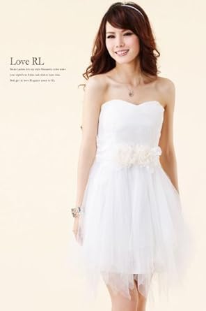 ウエストデザインチュールワンピース白 ワンピース チュニック 通販 Amazon