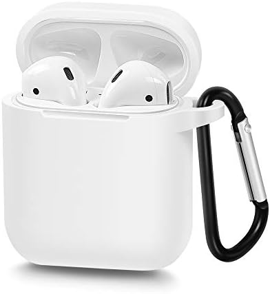 AirSha Compatible for AirPods Case with Keychain, Shockproof Protective Silicone Cover Skin for AirPods Charging Case 2 & 1 (White)