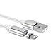 DAEON(TM) Magnetic 6.6ft. 8pin iPhone Lightning USB Charging and Data Transmission Cable, Cord with High Speed Data Transfer for All Lightning Devices (White)