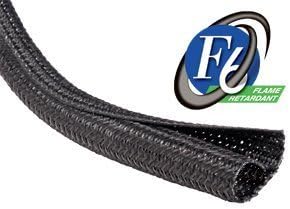 TechFlex F6F1.00TB Flexo F6 Flame Retardant 1-inch Braided Cable Sleeve, Black - 10 Feet