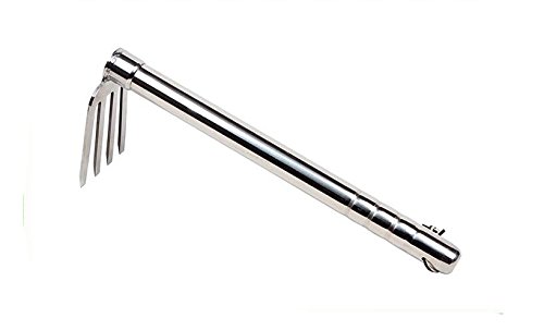C&L Garden Rake Stainless Steel Hand Tools 15 Inch Gardening Cultivator Weeding