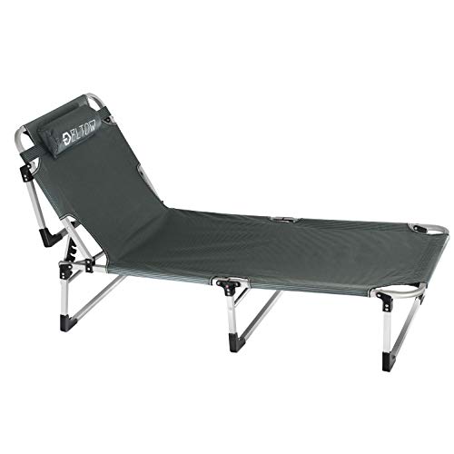 ELTOW Portable Folding Camping Cot Reclining Beach and Pool Lounger