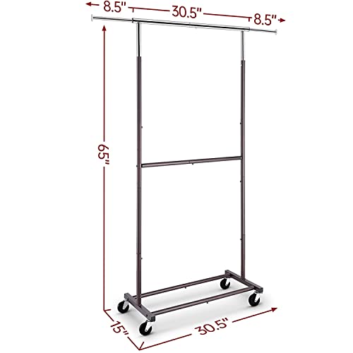 Simple Trending Double Rod Clothing Garment Rack, Rolling Clothes