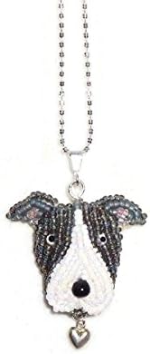 PIT BULL sterling silver necklace, tiny beaded terrier pendant dog jewelry (Made to Order)