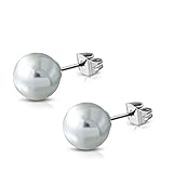 Stainless Steel Powder Blue Resin Faux Pearl Bead