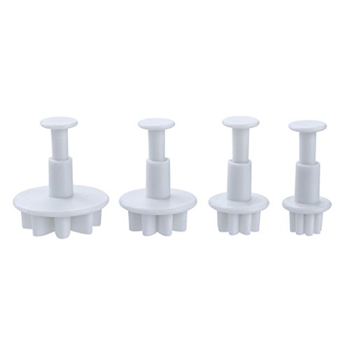 Hunzed Cake Mould, 4Pcs { Flower Plunger Cookie Cutter Mold } { Biscuit DIY Baking Cake Decorating } Kitchen Baking Tool