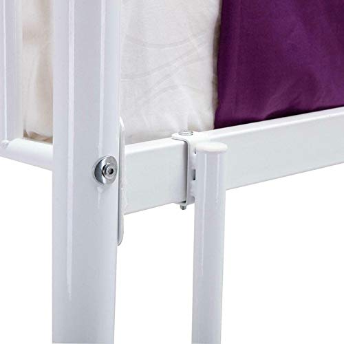White Metаl Twin Over Twin Bunk Beds Frame Kids Teens Ladder Loft Bedroom Furniture Dorm