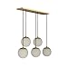 Amazon Brand – Rivet Eclipse Mid Century Modern 5-Globe Hanging Ceiling Pendant Chandelier Fixture - 30 x 12 x 36 Inches, Brass with Frosted Glass Globes