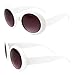 Pop Fashionwear® Womens Fashion Circle Round Jackie O Bold Chic Sunglasses P547 (White-GradientSmoke Lens)